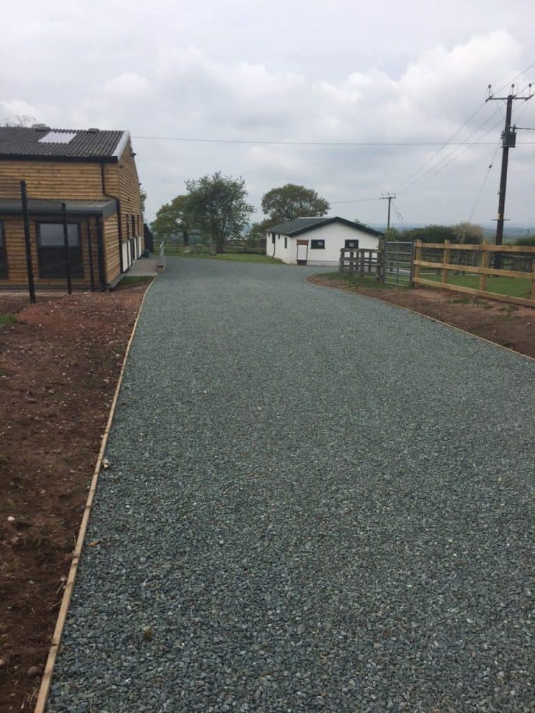 Driveway and new kennel & spa buildings